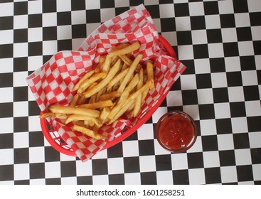 French Fried Potatoes In Checkered Diner Paper