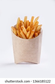 French Fries In Box On White Background