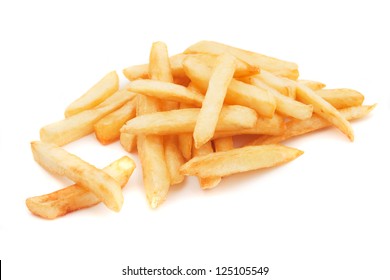 Pile Appetizing French Fries On White Stock Photo (Edit Now) 115981717