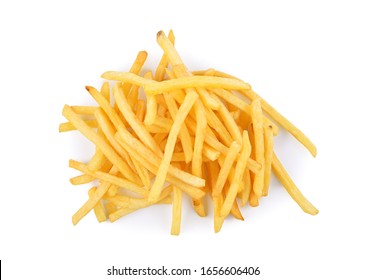 French Fries Isolated On White Background. Top View