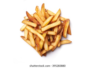 French Fries Isolated On White Background. Top View