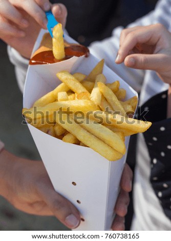 Similar – Image, Stock Photo fries Food Sausage