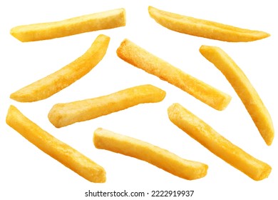 french fries, potato fry isolated on white background, clipping path, full depth of field