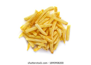 French fries potatoes isolated on white background.