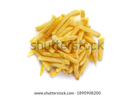French fries potatoes isolated on white background.