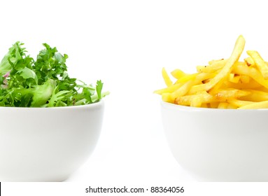 French Fries Or Salad Food Choice