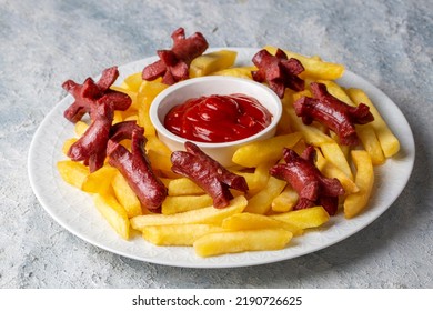 French Fries Sausage Fries Platter Turkish Stock Photo 2190726625 