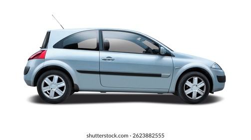 French hatchback car side view isolated on white background