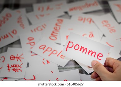 French; Learning New Language With Handwritten Flash Cards. Translation; Apple