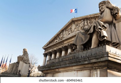 The French National Assembly-Bourbon Palace(the Lower House Of The Parliament), Paris, France.