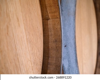 French Oak Wine Barrels In A Traditional Winery