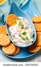 French Onion Dip With Crackers.selective Focus