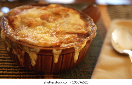 French Onion Soup, Covered With Melted Cheese