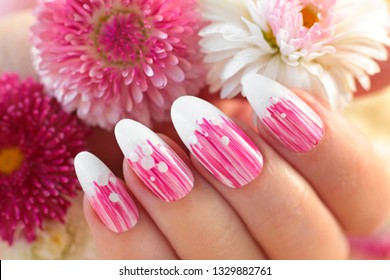 nail French pink Summer