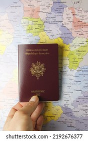 French Passport On A Map