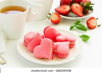 French pastry makaron.   Heart shape. Valentine's Day. Selective focus - Powered by Shutterstock