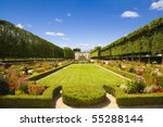 French pavilion and garden from le Petit Trianon in Versailles Chateau. France