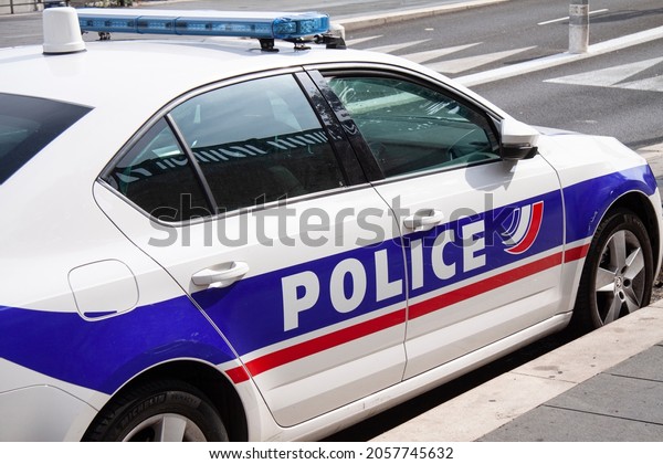 French police car parked. Nice, France - September 27,\
2021. 