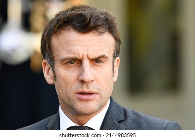French President Emmanuel Macron during a meeting with Governor of Spain at the Elysee Presidential Palace in Paris, France on March 21, 2022. 