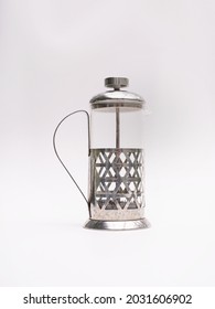 French Press Coffee, Isolated, White Background