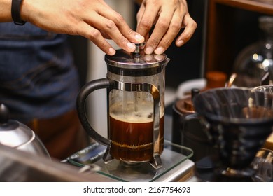 french press coffee maker, making coffee with french press - Powered by Shutterstock