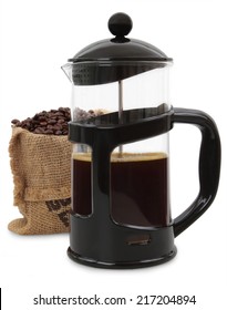 French Press Coffee Maker On White Background