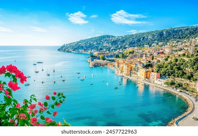 French Riviera beach, France -Villefranche-Sur-Mer next Nice and Monaco at Cote d Azur, Provence - Summer beach vacacions. - Powered by Shutterstock