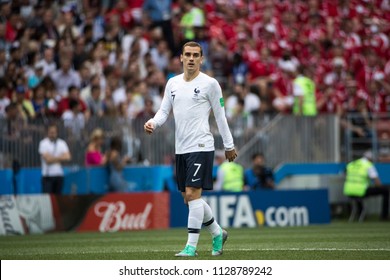 French Striker Antoine Griezmann During A France-Denmark Football Game At 2018 World Cup. 