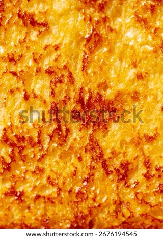 French toast bread texture macro shot. Close up. Copy space.