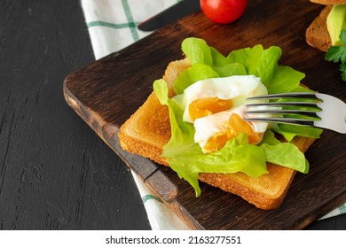 French Toast With Fried Egg Close Up