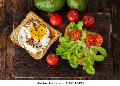 French Toast With Fried Egg Close Up