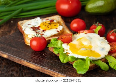 French Toast With Fried Egg Close Up