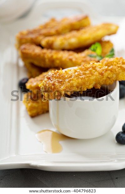 French Toast Sticks Cornflakes Crust Blueberries Stock Photo Edit Now 404796823