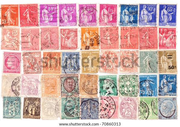 French Various Vintage Collection Postage Stamps Stock Photo 70860313 ...