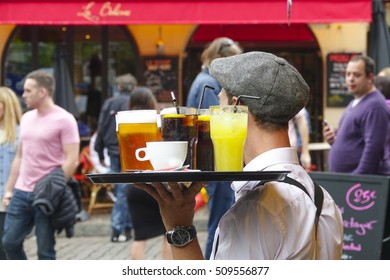 French Waiter At A Street Cafe - Called Garcon - PARIS / FRANCE - SEPTEMBER 25, 2016