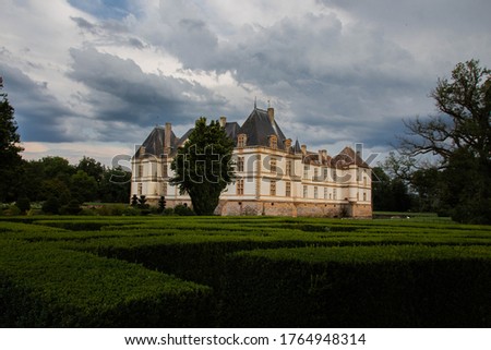 French water castle Chateau de Cormatin surrounded by park in burgundy