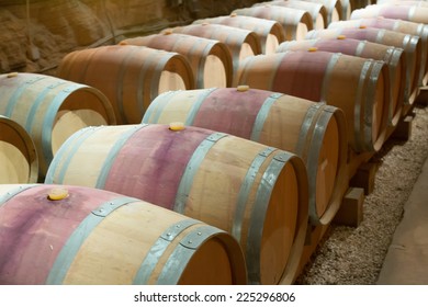 French Winery With  Wooden Barrels