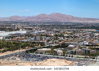 The Frenchman Mountain Looms Over The City Of Las Vegas