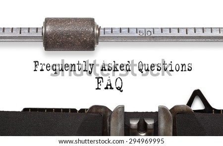 Frequently asked question (FAQ). Printed on an old typewriter.