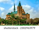 Frere Hall located in Karachi, Pakistan, then it is a historical building and public park situated in the heart of the city. It was built in the early 1860s during the British colonial era and was nam