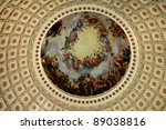 The fresco The Apotheosis of Washington adorns the interior of the dome of the U.S. Capitol building in Washington, D.C.  It was painted by Constantino Brumidi.