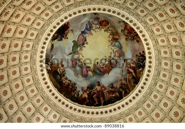 Fresco Apotheosis Washington Adorns Interior Dome Stock