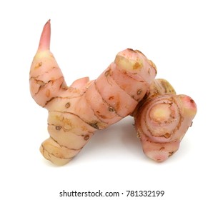 Fresh Alpinia Galanga Root Isolated On White Background