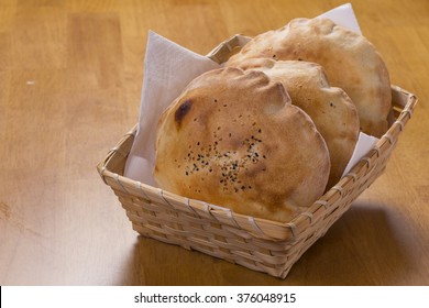 Fresh Arabic Bread In A Basket