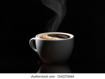 Fresh Aramatic Morning Coffee On A Black Background