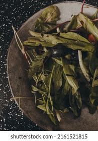 Fresh Arugula Spinach Salad In The Kitchen