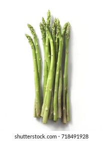 Fresh Asparagus Bunch Isolated On White Background