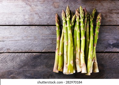 Fresh Asparagus On Wooden Background