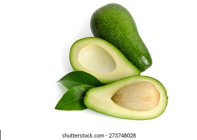 Fresh Avocado Isolated On White Background.Top View
