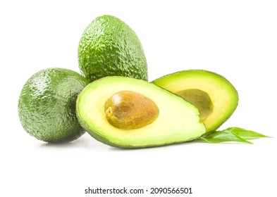 Fresh avocados isolated on a white background